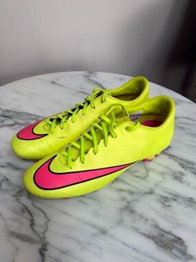 Nike Mercurial Neon Yellow and Pink Soccer Cleats